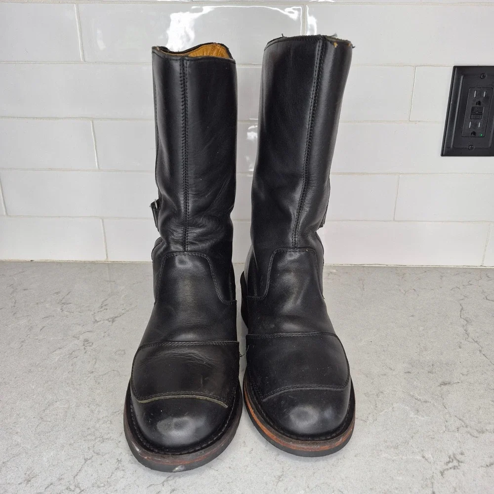 Guide‎ Gear Motorcycle Boots Leather Biker Buckle 8M Black Mens